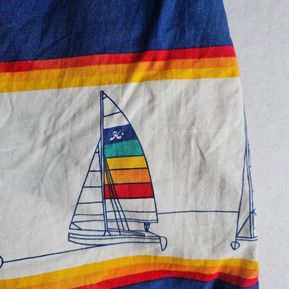 Vintage Hobie Sailboat Board Shorts Mens 34 Blue Rainbow Stripe 80s Surf Trunks